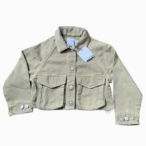 ZARA Cargo Light Green Denim Spring Jacket Youth Boys SZ 6-7 BRAND NEW With Tag